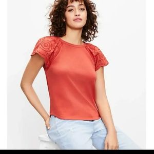 Loft eyelet sleeve top, M